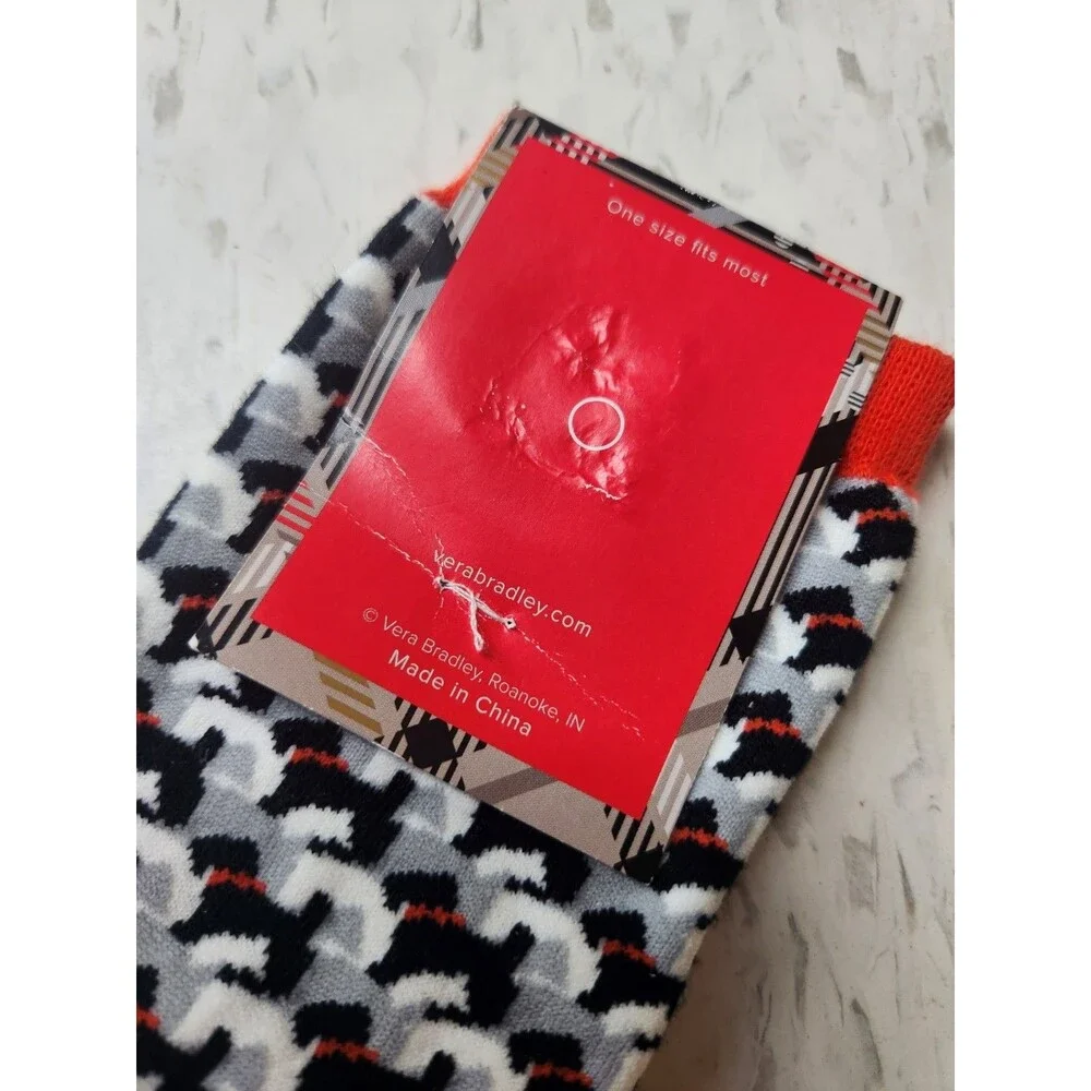 Vera Bradley Women's Crew Socks Dog Red Grey and Black Brand New. 1 Pair Cute